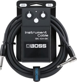 Boss BIC-10A-BK 3M Guitar Instrument Cable – Black (Right Angle to Straight)