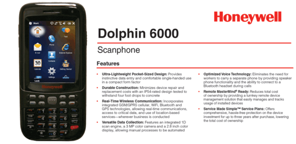 Honeywell Dolphin 6000 Data Collecto
